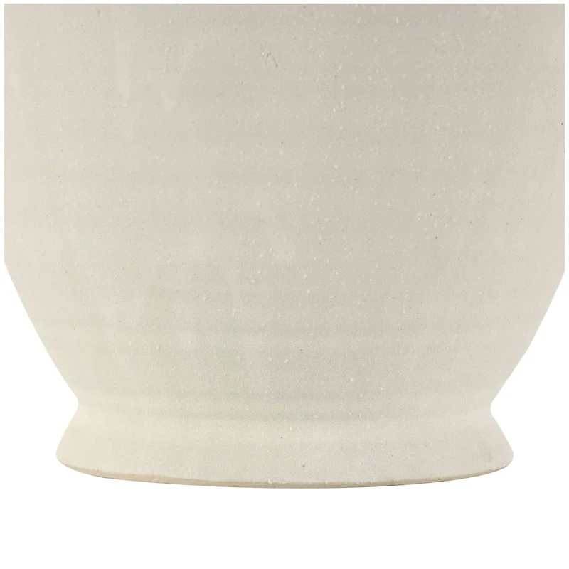 15" White Ceramic Textured Vase with 4 Handles