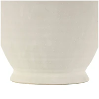 15" White Ceramic Textured Vase with 4 Handles