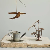 Hello Honey® 6.75" Distressed Zinc Mushroom Metal Ornament