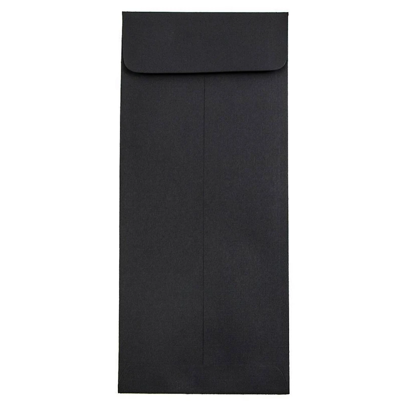 JAM Paper 4" x 9.5" Black Linen Policy Business Premium Envelopes