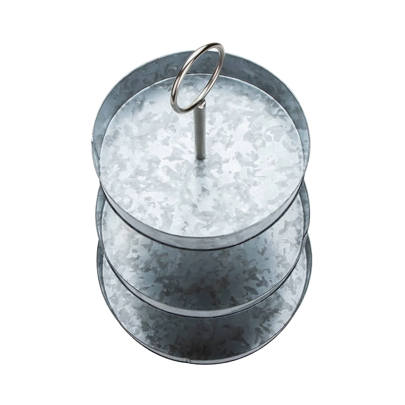 Mind Reader Silver Tiered Galvanized Steel Round Cupcake Tower