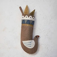 Hello Honey® 18" Wool Felt Dove Shaped Stocking with Applique & Embroidery