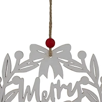 8" White "Merry Christmas" Wreath Cutout Hanging Ornament