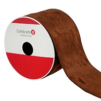 3.5" x 21ft. Brown Wired Velvet Ribbon by Celebrate It®