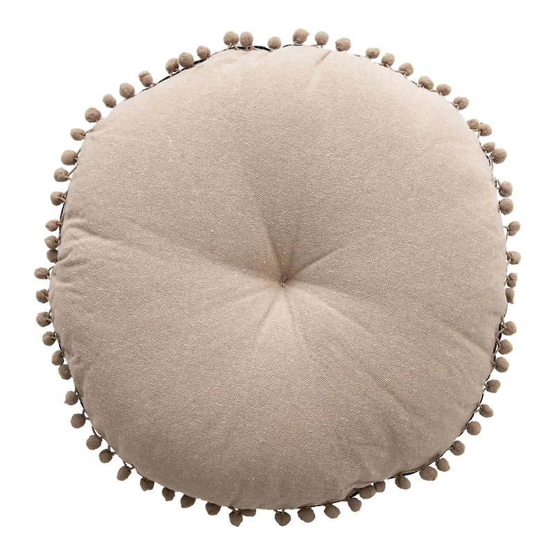 Hello Honey® Embroidered Cotton Pillow with Pom Poms
