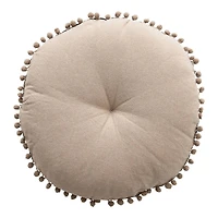 Hello Honey® Embroidered Cotton Pillow with Pom Poms