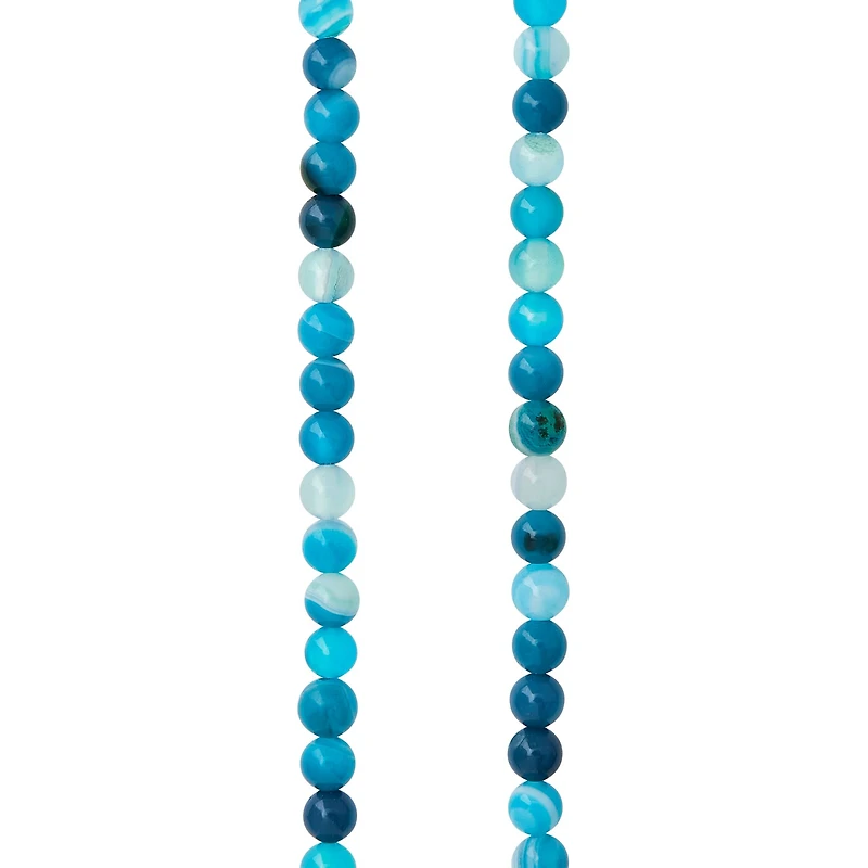 12 Pack: Blue Striped Agate Round Beads, 4mm by Bead Landing™
