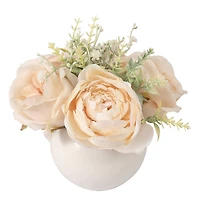 7" Cream Rose & Peony Mix in Ceramic Pot by Ashland®