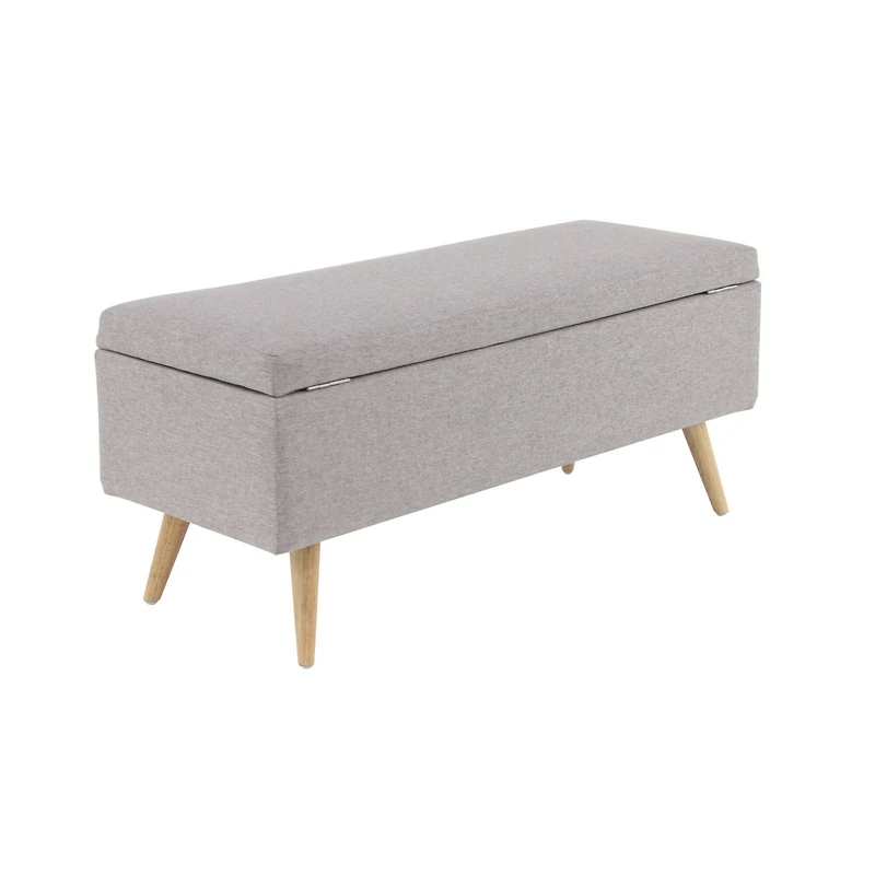 40" Modern Rectangular Gray Polyester Storage Bench