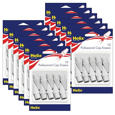 Helix® White Pencil Cap Erasers, 12 Packs of 10