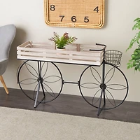 56" Cream Metal Floral Plantstand