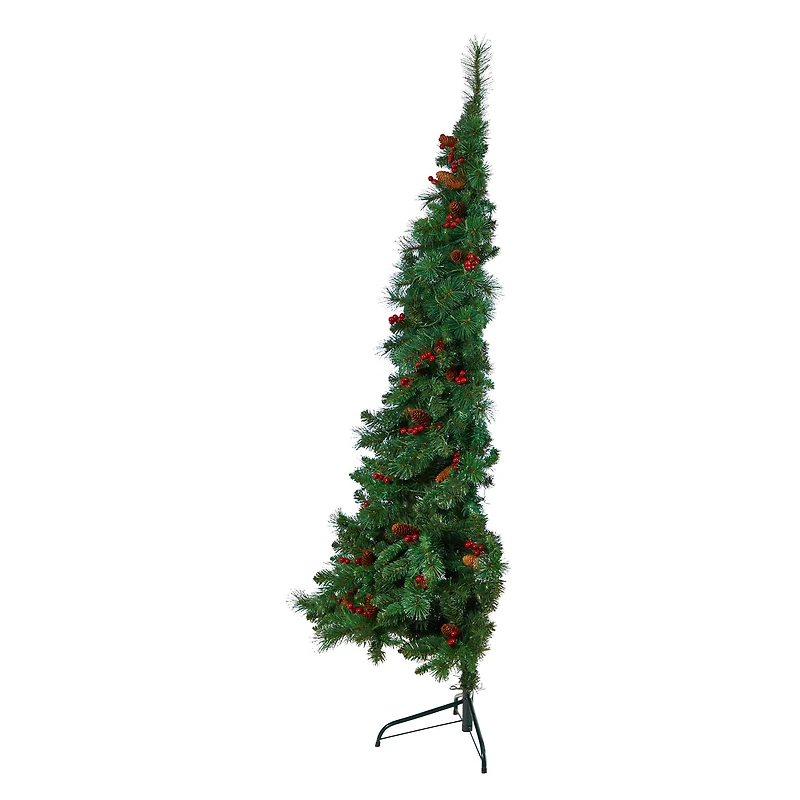 6ft. Pre-Lit Flat Back Montreal Mountain Pine Artificial Christmas Tree, White LED Lights