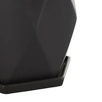 Black Faceted Ceramic Planter Set