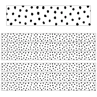Teacher Created Resources Black Painted Dots on White Straight Border Trim, 210ft.