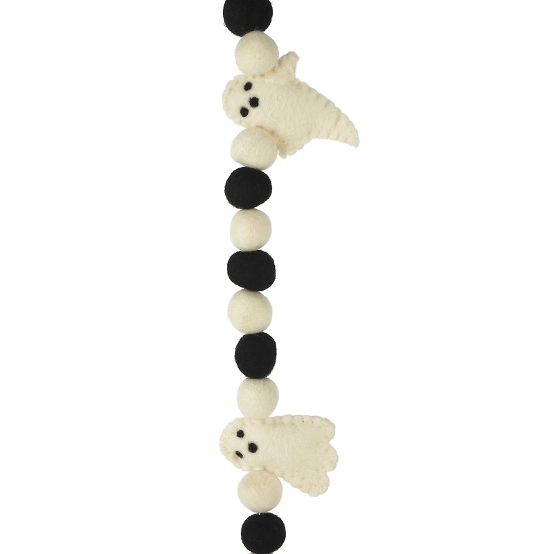 6ft. Black & White Felt Ghost & Pom Pom Garland by Ashland®