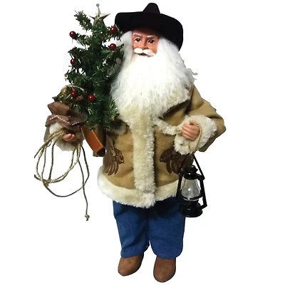 Santa's Workshop 18" Cowboy Santa Holding Tree
