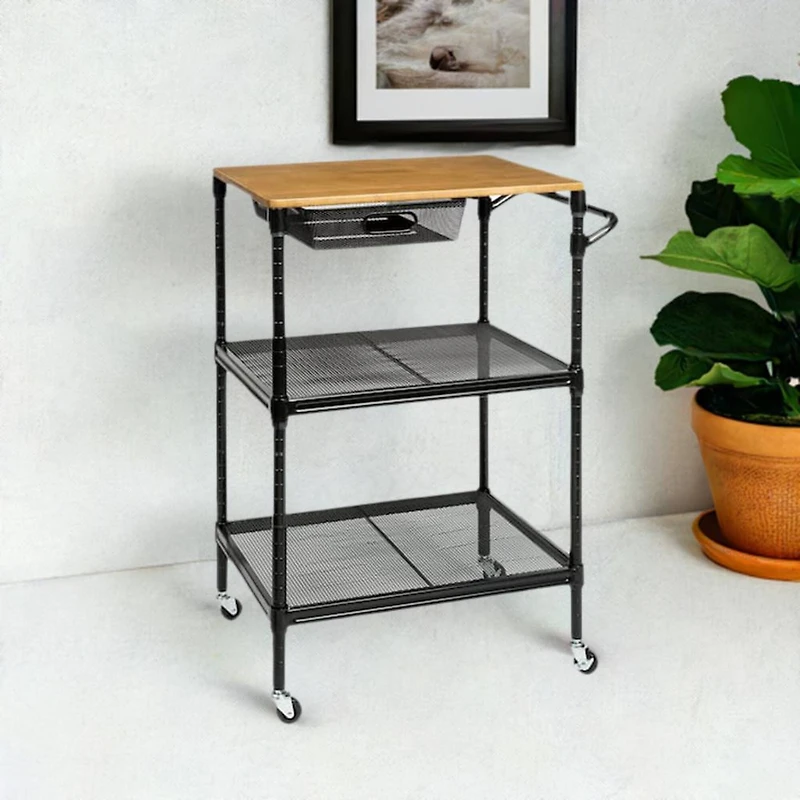 Honey Can Do Black Matte Rolling Storage Cart