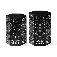Glitzhome® Floral Motif Hexagonal Garden Stool Set