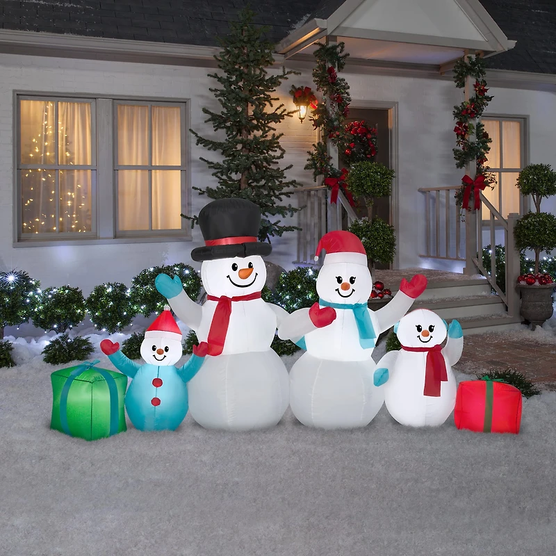 9ft. Airblown® Inflatable Christmas Snowman Family Scene with Gifts