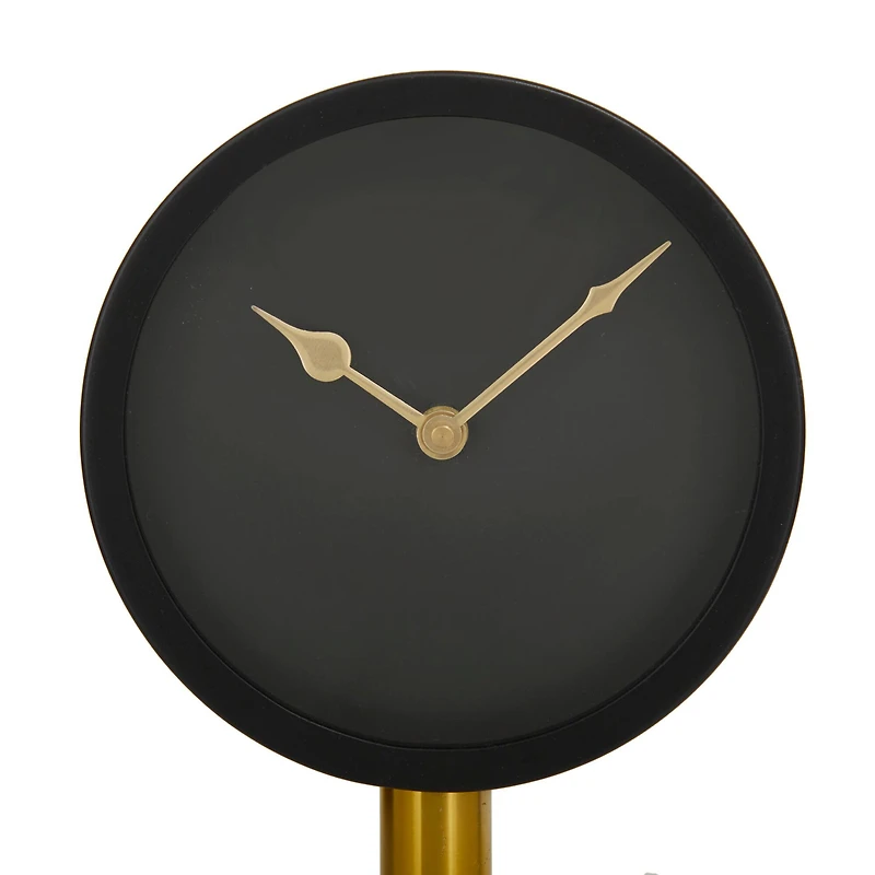 The Novogratz 13" Black Stainless Steel Clock with Gold Stand