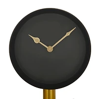The Novogratz 13" Black Stainless Steel Clock with Gold Stand