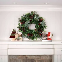 Village Lighting 30" Christmas Woods Lighted Berry Wreath