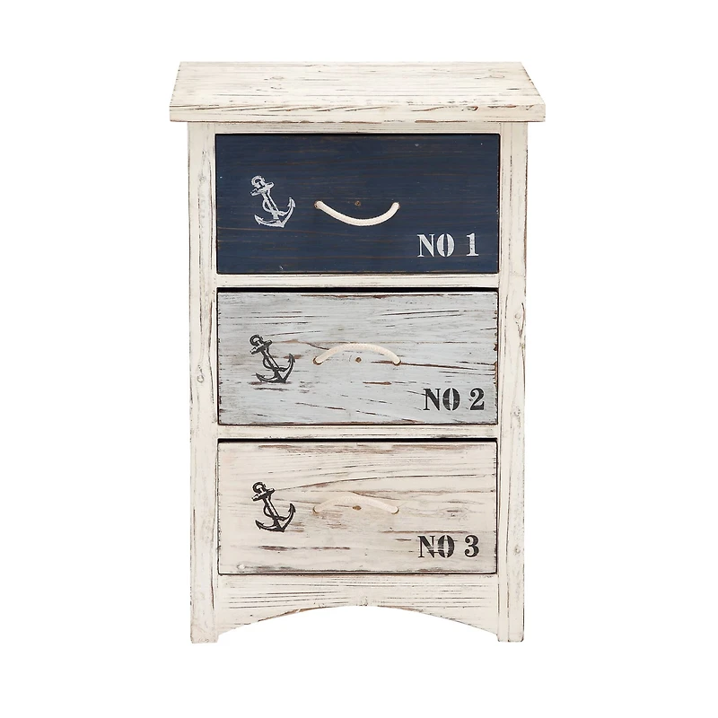 White Wood Coastal Chest, 30" x 19" x 12"