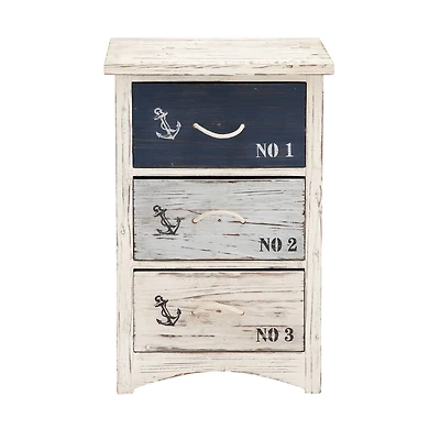 White Wood Coastal Chest, 30" x 19" x 12"