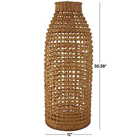 30.5" Brown Open Frame Woven Rattan Vase