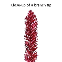 6ft. Pre-Lit Red Tinsel Artificial Tree, Clear Lights