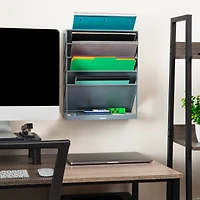 Mind Reader 5-Tier Vertical File Storage, Desktop Organizer, Wall Mount, Office, Plastic