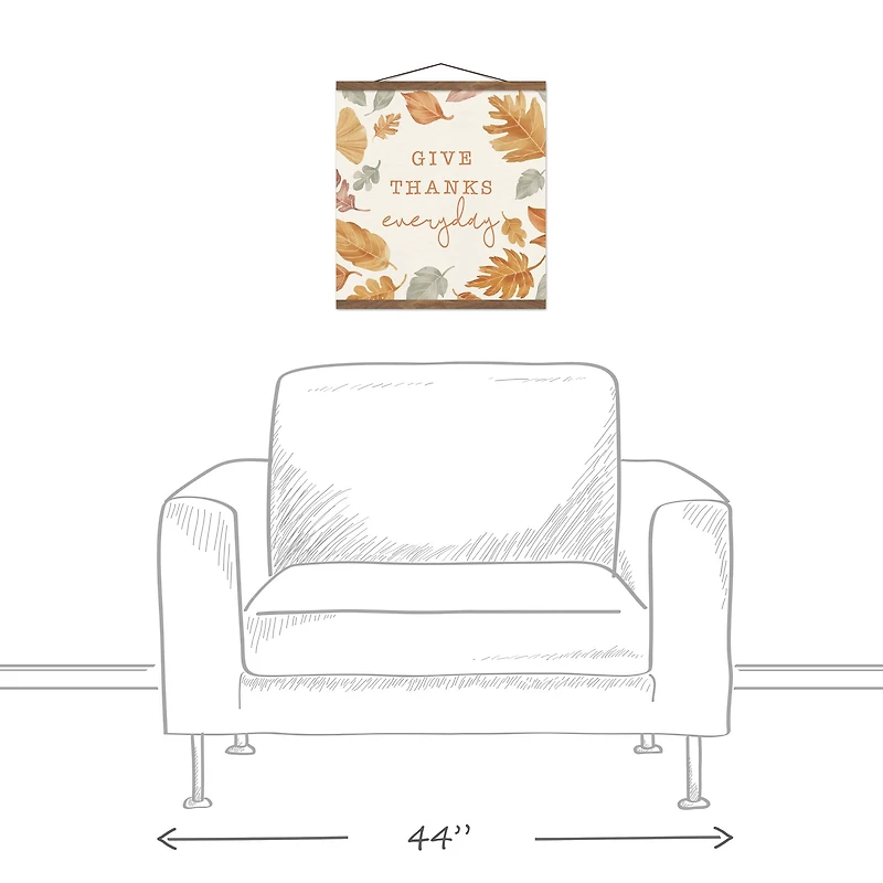 Give Thanks Everyday Teak Hanging Canvas