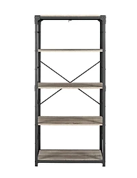 Walker Edison 64" Driftwood Angle Iron Industrial Bookcase