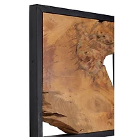 Set of 4 Brown Teak Wood Rustic Abstract Wall Decor, 18" x 18"