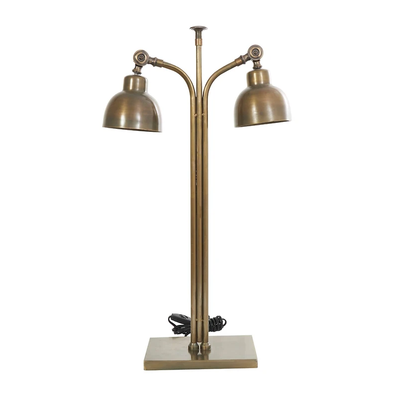 2ft. Brass Stainless Steel Desk Lamp with Double Shades
