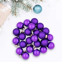 24ct. 1" Purple 2-Finish Glass Ball Ornaments