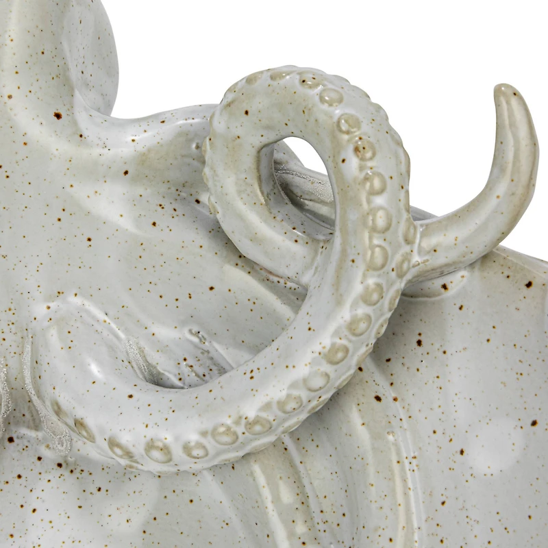 Hello Honey® 13.75" White Speckled Reactive Glaze Stoneware Octopus Bowl