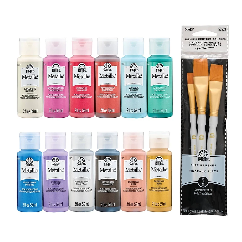 FolkArt® Metallic™ Jewel Tone Paint & Brush Kit
