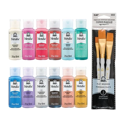 FolkArt® Metallic™ Jewel Tone Paint & Brush Kit