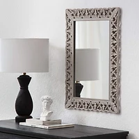 Habitat Calie 25" Distressed Gray Mirror with Carved Botanical Frame
