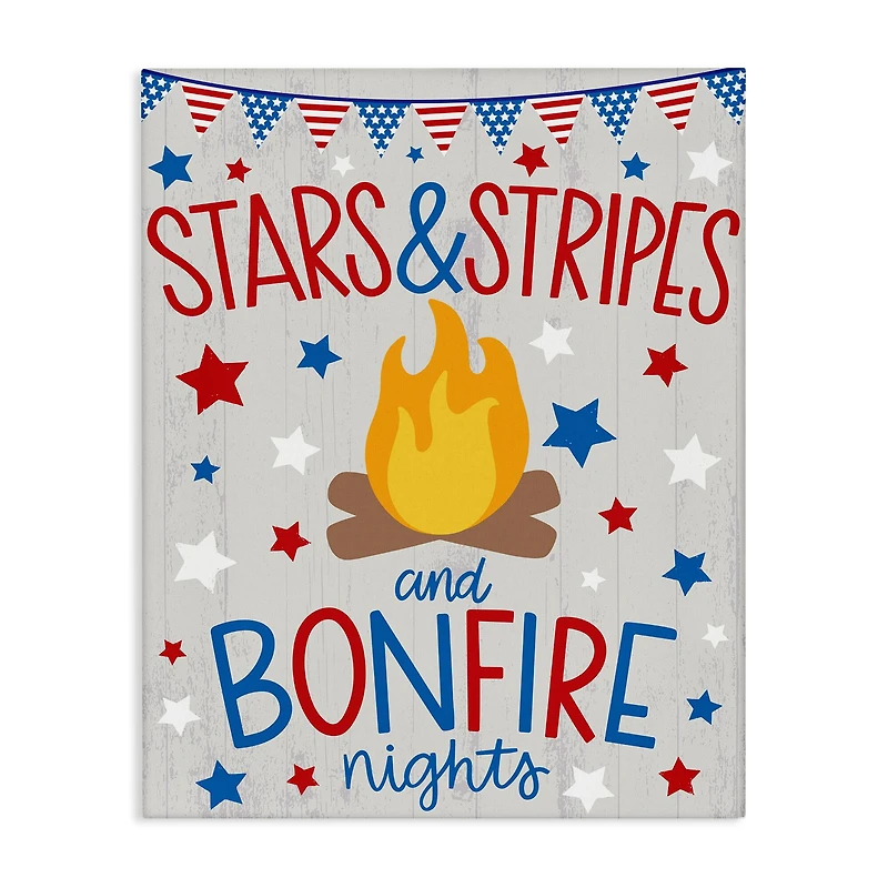 Stupell Industries Stars Stripes and Bonfire Phrase Nights Americana Pride Canvas Wall Art