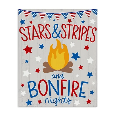 Stupell Industries Stars Stripes and Bonfire Phrase Nights Americana Pride Canvas Wall Art