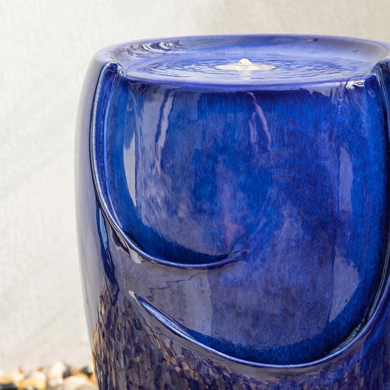 Glitzhome® 20.5" Cobalt Blue LED Ceramic Outdoor Fountain