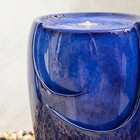 Glitzhome® 20.5" Cobalt Blue LED Ceramic Outdoor Fountain