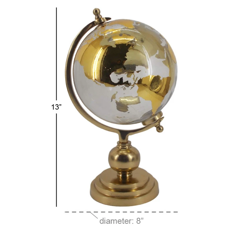 13" Gold Glass Traditional Globe