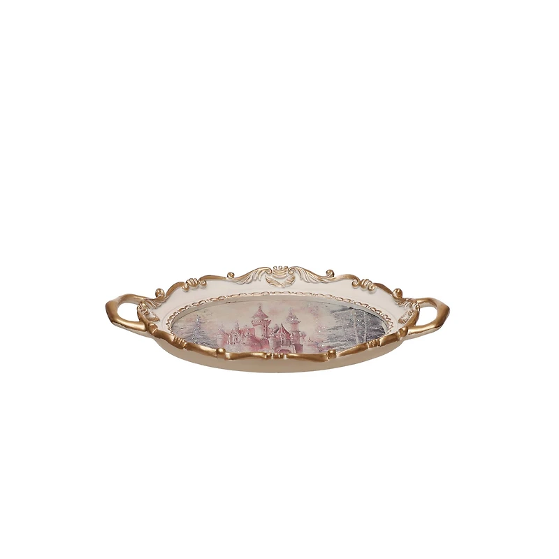 12" Pink & Gold Castle Decorative Tray by Ashland®