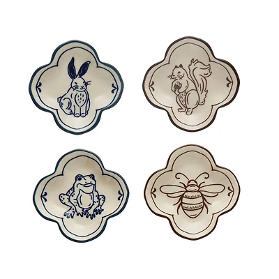 Hello Honey® 4.25" Painted Fauna Stoneware Dish Set