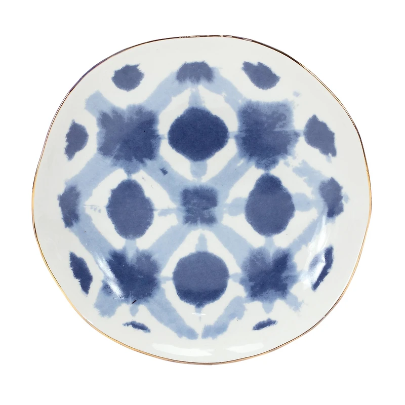 7" Coastal Tie-Dye Design Ceramic Plate Set