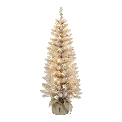 4ft. Pre-Lit Rose Gold Artificial Christmas Tree in Burlap Sac, Clear Lights