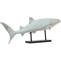 38.5" Distressed Polystone Coastal Whale Shark Décor